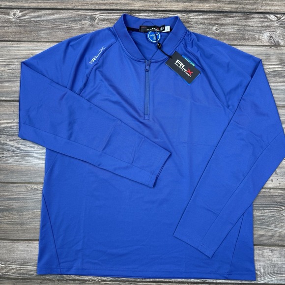 RLX Ralph Lauren Royal Navy Custom Slim Fit Golf Performance 1/4 Zip LARGE NWT - Picture 1 of 7